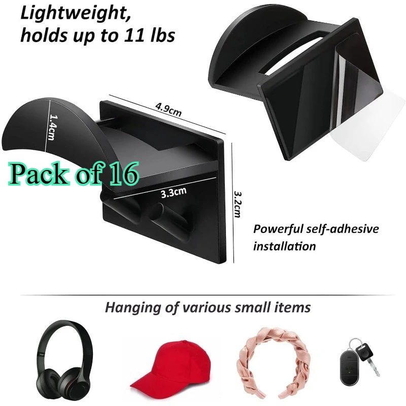 Lot de 16 organiseurs de chapeaux autocollants, crochets pour chapeaux, crochets pour supports à chapeaux, supports muraux pour casquettes, crochets pour casquettes à fixer au mur, rangement pour chapeaux, support pour casquettes de baseball