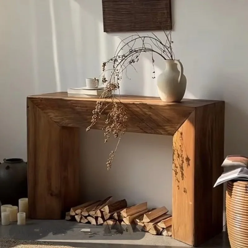 

wabi-sabi wind old pine against the wall strip case decoration side table log living room fireplace cabinet