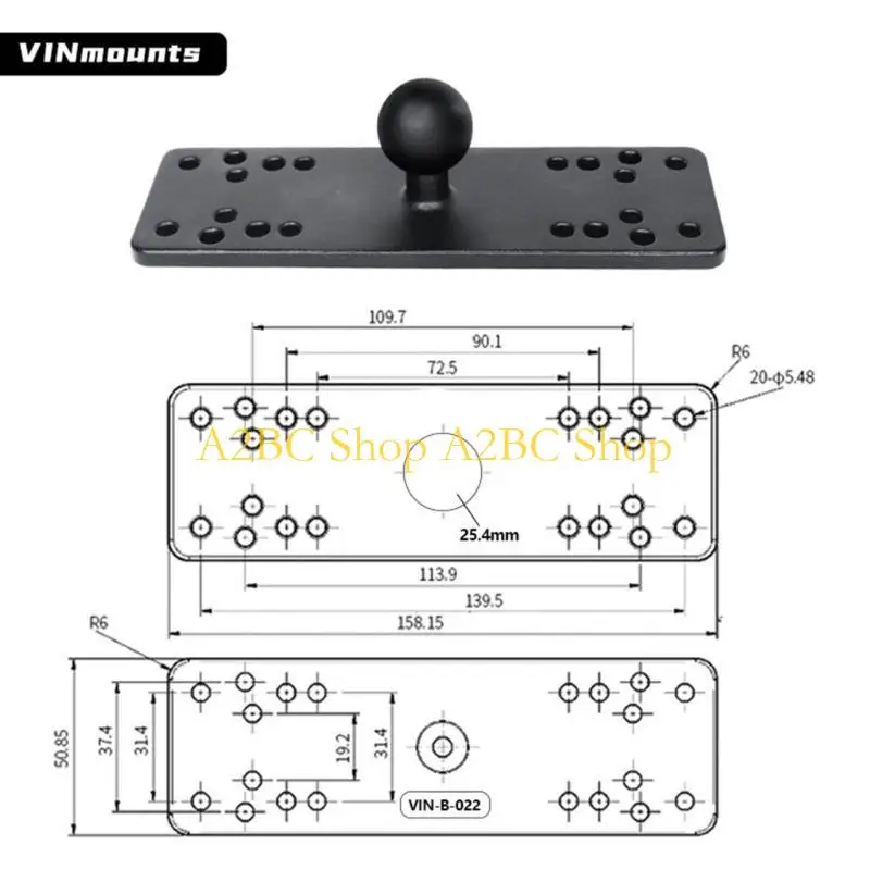 A2BC Universal Fish Finder Mounting Bracket Adjustable Plastic Metal Construction Quick Install for Marine Equipment