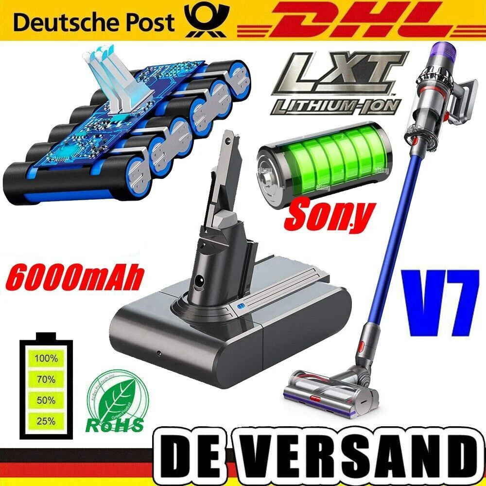 Для Dyson V7 Animal, V7 Motorhead Pro, V7 Trigger V7 Auto + Boot, V7 Fluffy, V7 Absolute SV11 6000 мАч Sony Cell Batteri T