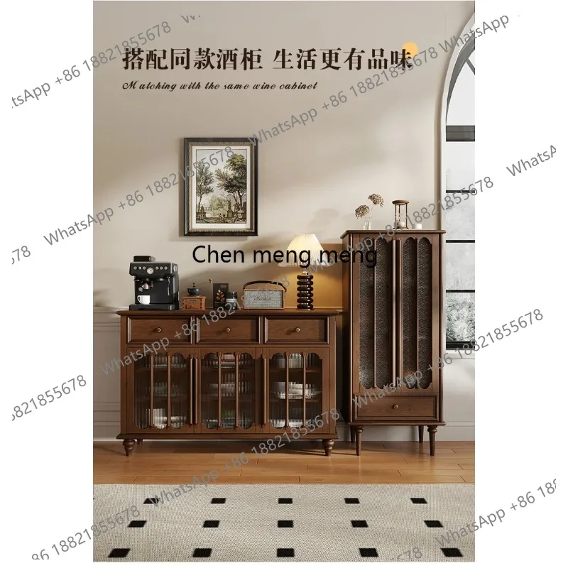 

American medieval solid wood dining side cabinet against the wall storage cabinet retro coffee cabinet