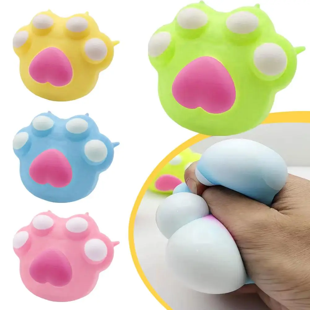 Mainan Remas baru warna Solid cinta kucing bentuk cakar Fidget kaki Kawaii mainan dekompresi mainan hewan TPR B6D1