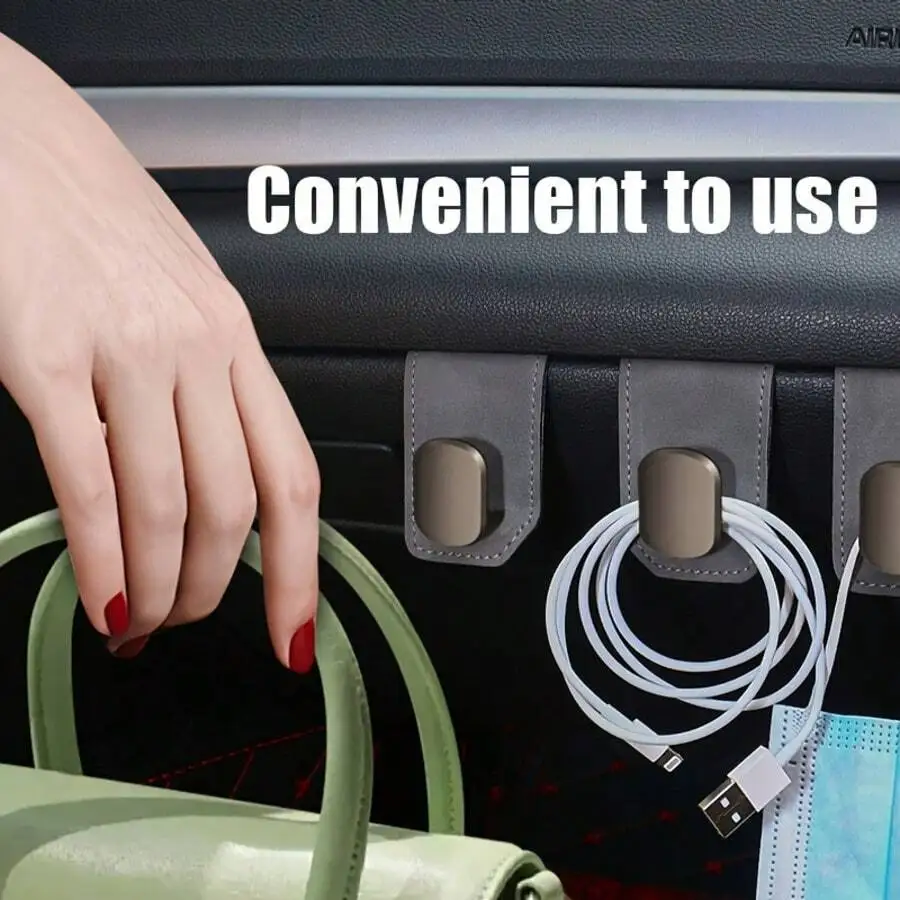 Car Hooks, Passenger Glove Box Hooks, Front Seat Storage Metal Hooks With Rollers, Plush Lining Passenger Glove Box Hooks With