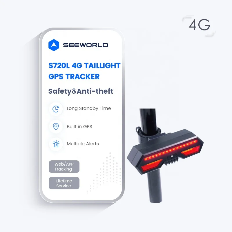 

SEEWORLD LTE 4G Taillght Bicycle GPS Tracker for Bike E-scooter Ebike Real Time Tracking