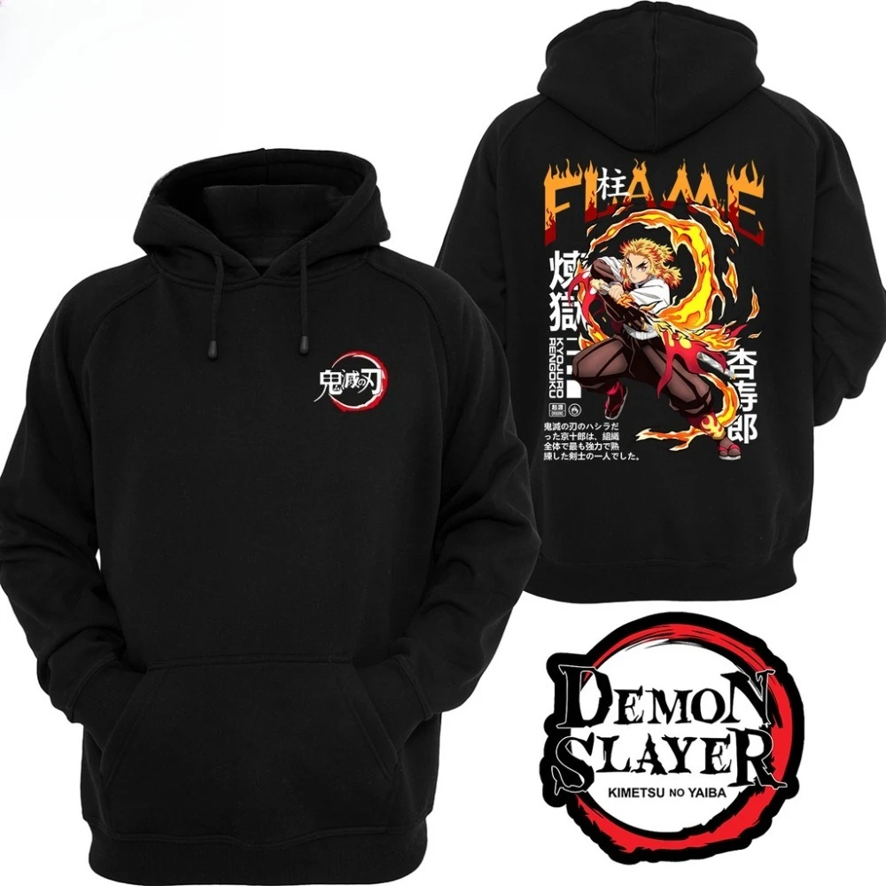Flame Pillar Refining Stone Kyoshiro Demon Slayer Blade Men's Hoodie New Harajuku Style Casual Suitable for Both Men and Women