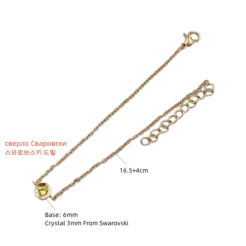 Korean Yellow Crystal Bracelets Platinum Rose K Gold Color Surgical 316L Stainless Steel Jewelry For Women Girls Birthday Gifts