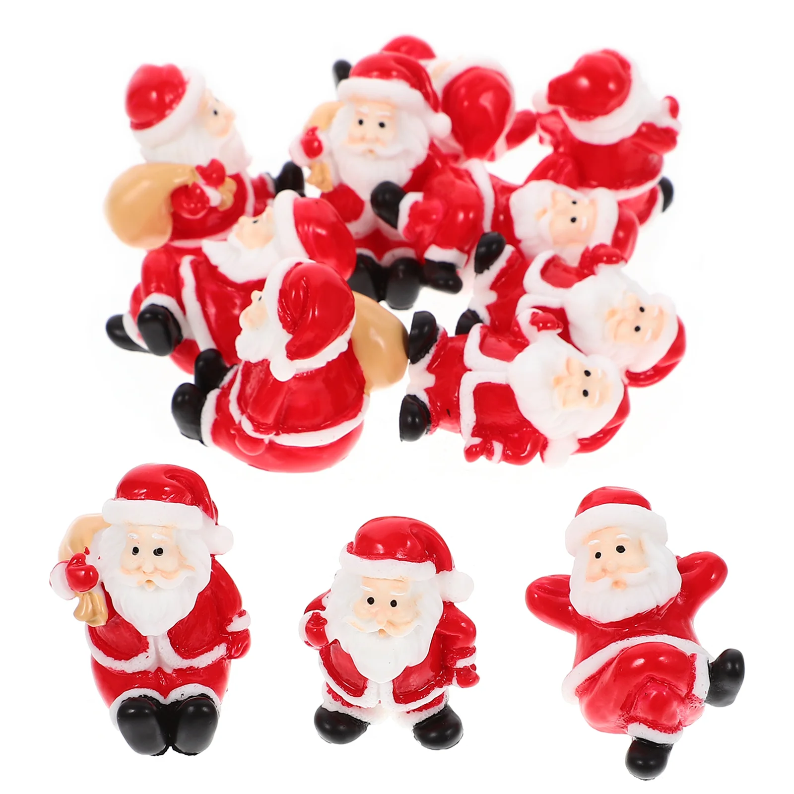 12 Pcs Santa Claus Ornament Christmas Miniatures Ornaments Craft Decor Resin Tree Decoration Statue