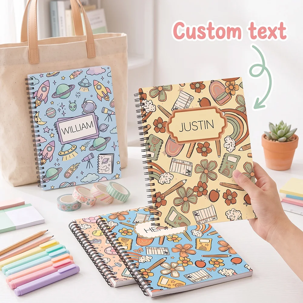 Custom Name Notebook, Personalized Kids School Journal Diary Gift