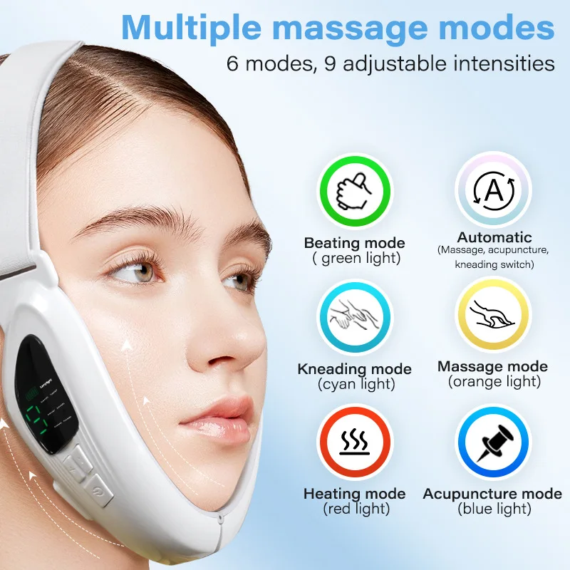 Masajeador facial en forma de V, dispositivo de belleza con modo de hidromasaje, Control remoto, fotones LED, instrumento de Estiramiento facial, eliminación de papada
