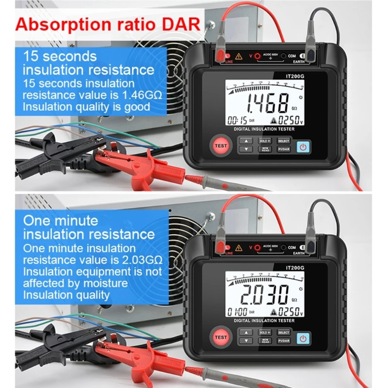 MESTEK Megohmmeter Meter Digital Insulation Resistance Tester LCD Display Megohm Meter with Data Hold Backlit M4YD