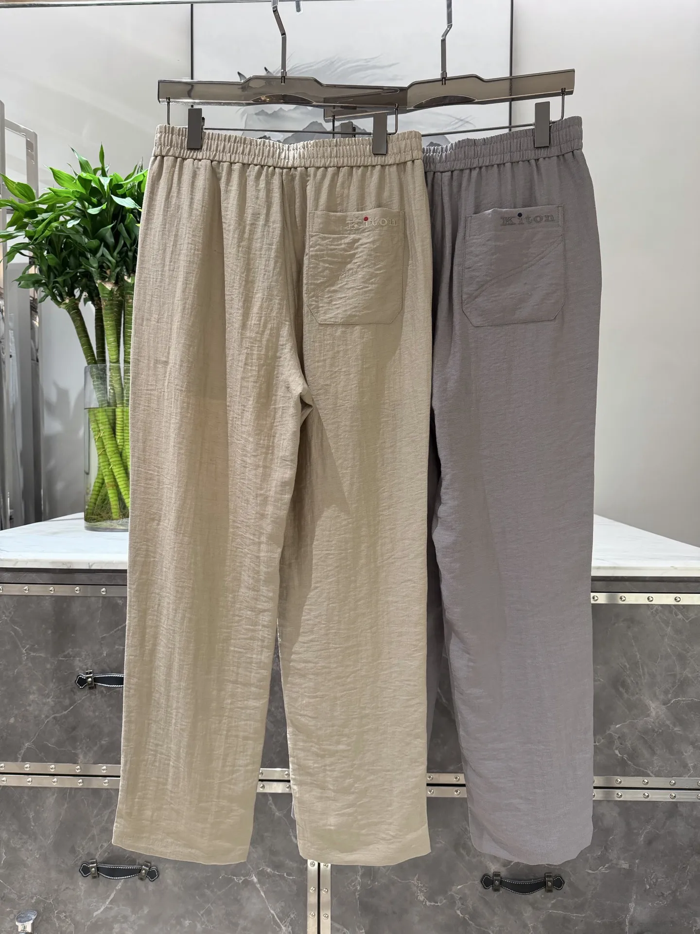 Kiton26ss spring and summer new Italian men's cotton and linen casual pants