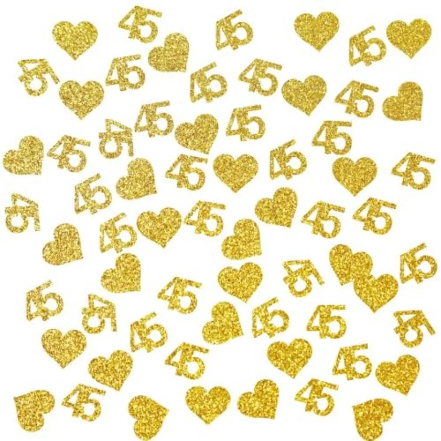 

130pcs Number 45 Gold Glitter Confetti 45th Happy Birthday Confetti Decorations -Number 45 Party Decorations, Wedding Anniversa