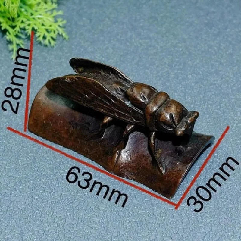 

Astonishing Success Cicada Town Ruler Bamboo Section Cicada Brown Classical Study Paperweight Collectible Home Copper Alloy Orna