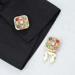 ICEYY 2PCS Luxury Non-French Shirt Cufflinks Square Rhinesone Button Covers Accessories Decoration for Women