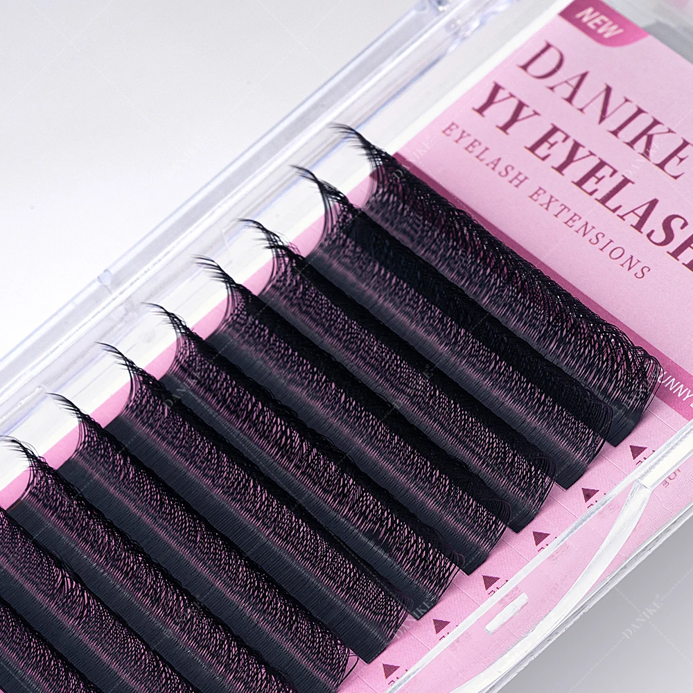 DANIKE-Faux-cils doux en forme de YY pour salon, extensions de cils, boucles D, mélange naturel, fournitures, épaisseur 0.05mm, épaisseur 0.07mm, 8-15mm, 2 boîtes