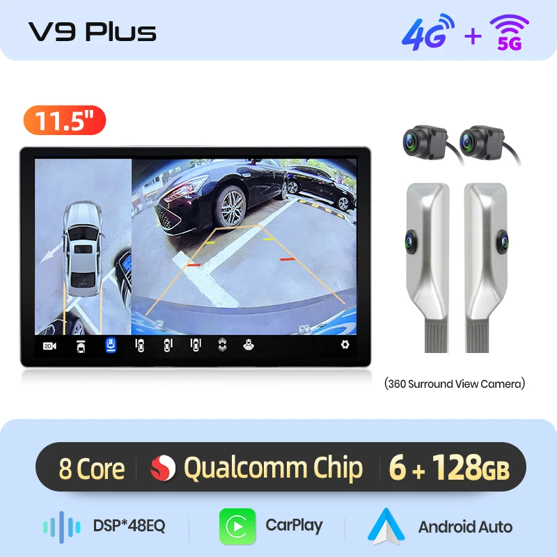Junsun Android Auto autoradio voor Toyota Aygo Peugeot 108 Citroen C1 2014~2021 Multimedia draadloze CarPlay SWC GPS Navi 360 graden camera