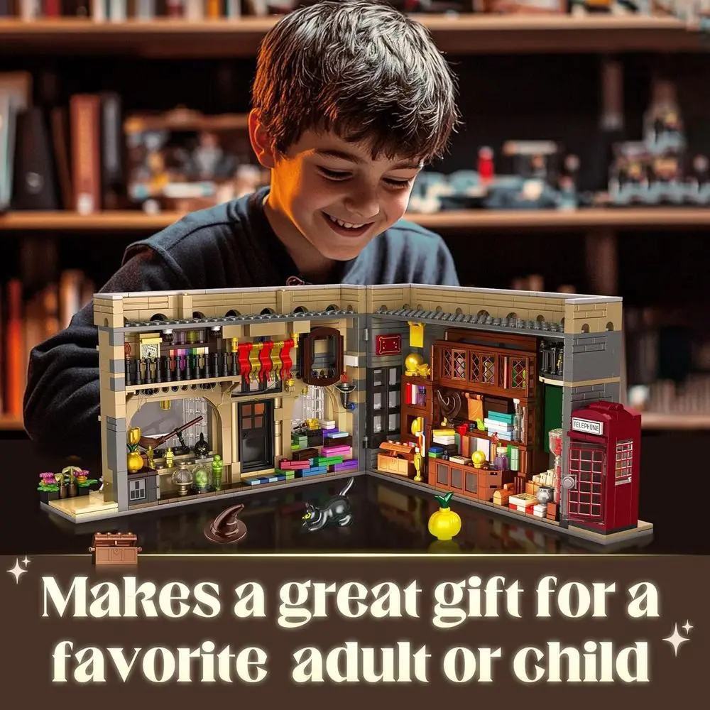Kit de construção de loja Dual Magic & Wizard, conjunto de jogo de 1368 peças para maiores de 12 anos, presente de Natal ideal para crianças e fãs entusiastas