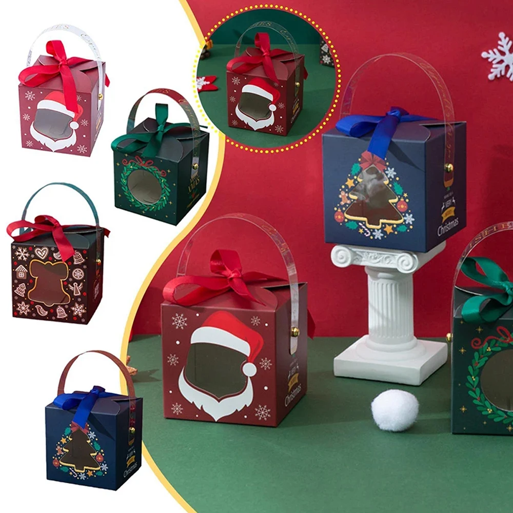 

4PCS Christmas Eve Packaging Gift Candy Box Soap Candle Cookie Candy Little Gift Packaging New Year Gifts Home Xmas Decoration