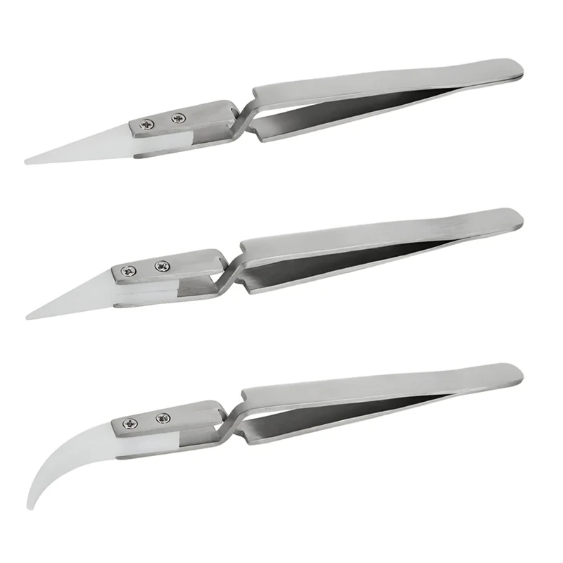

AB34-5PCS Tip Electronic Soldering Tweezers,Anti-Static Reverse Acid Resistant Precision Chuck Tweezers Durable