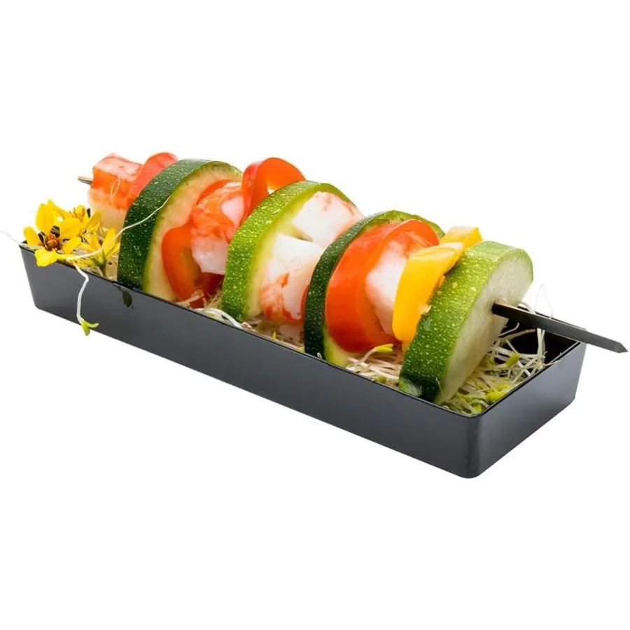 

5.2 x 1.8 Inch Mini Tasting Plates 100 Disposable Rectangle Plastic Plates Durable Stylish Black Plastic Hors D'oeuvre Serving