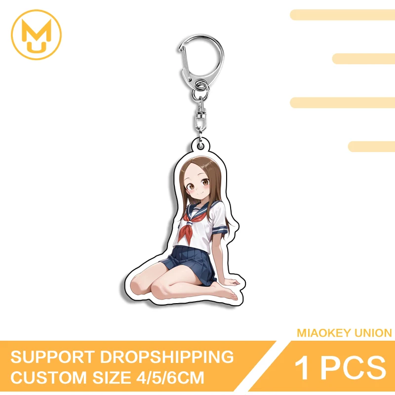 Takagi San Sitting Posture Girl Key Holder Ingenious Acrylic Double Sided Key Chain Charming Suitable For Bag Ornament Giftidea