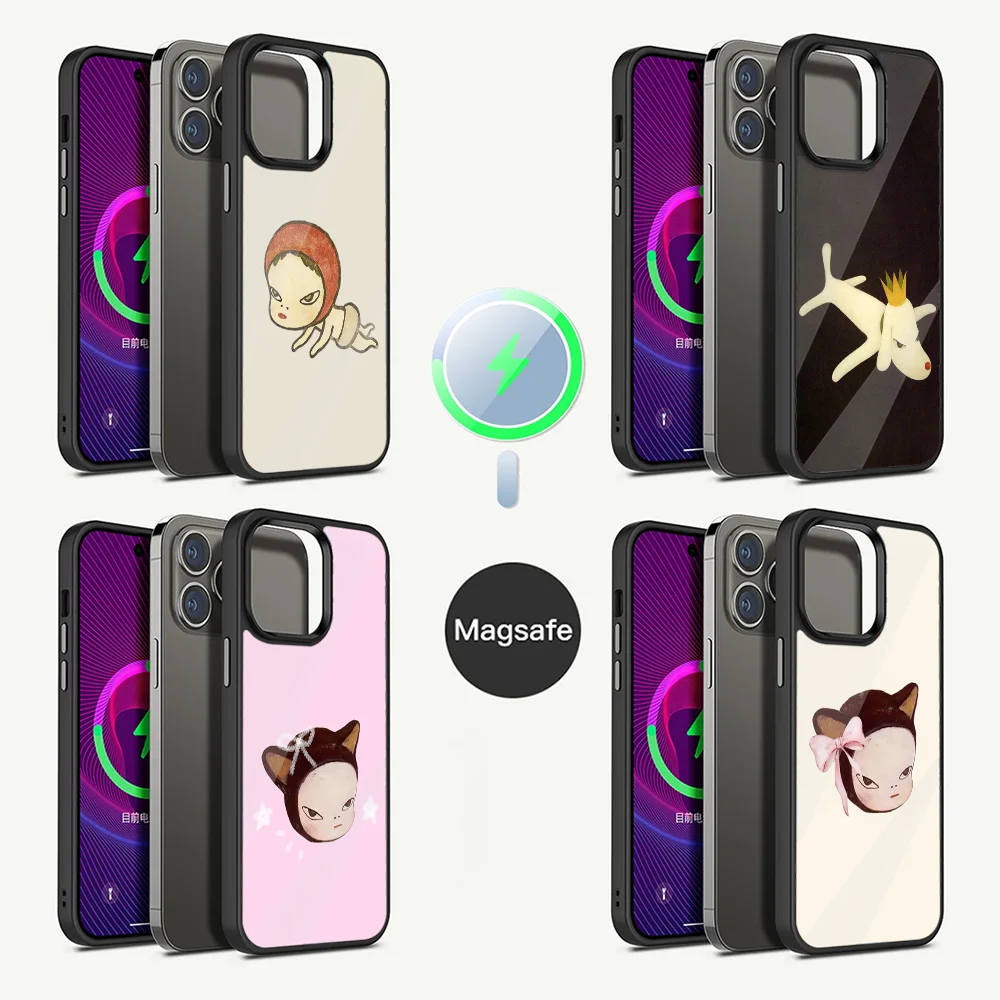 Art Yoshitomo Nara Phone Case For iPhone 16,15,14,13,12,11,Plus,Pro,Max Mini Magsafe Magnetic Wireless Charging