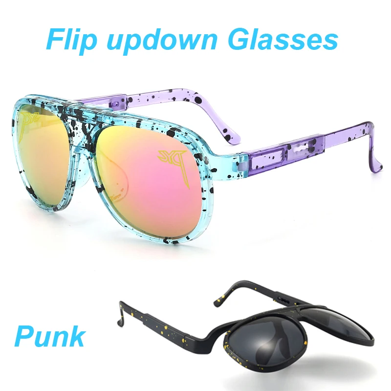Flip-Up-Punk-Sonnenbrille, Steampunk-Sonnenbrille, PITS OCTAL VIPERS TRABEC, Sport, Wandern, Radfahren, Vintage-Brille, Baseball-Brille