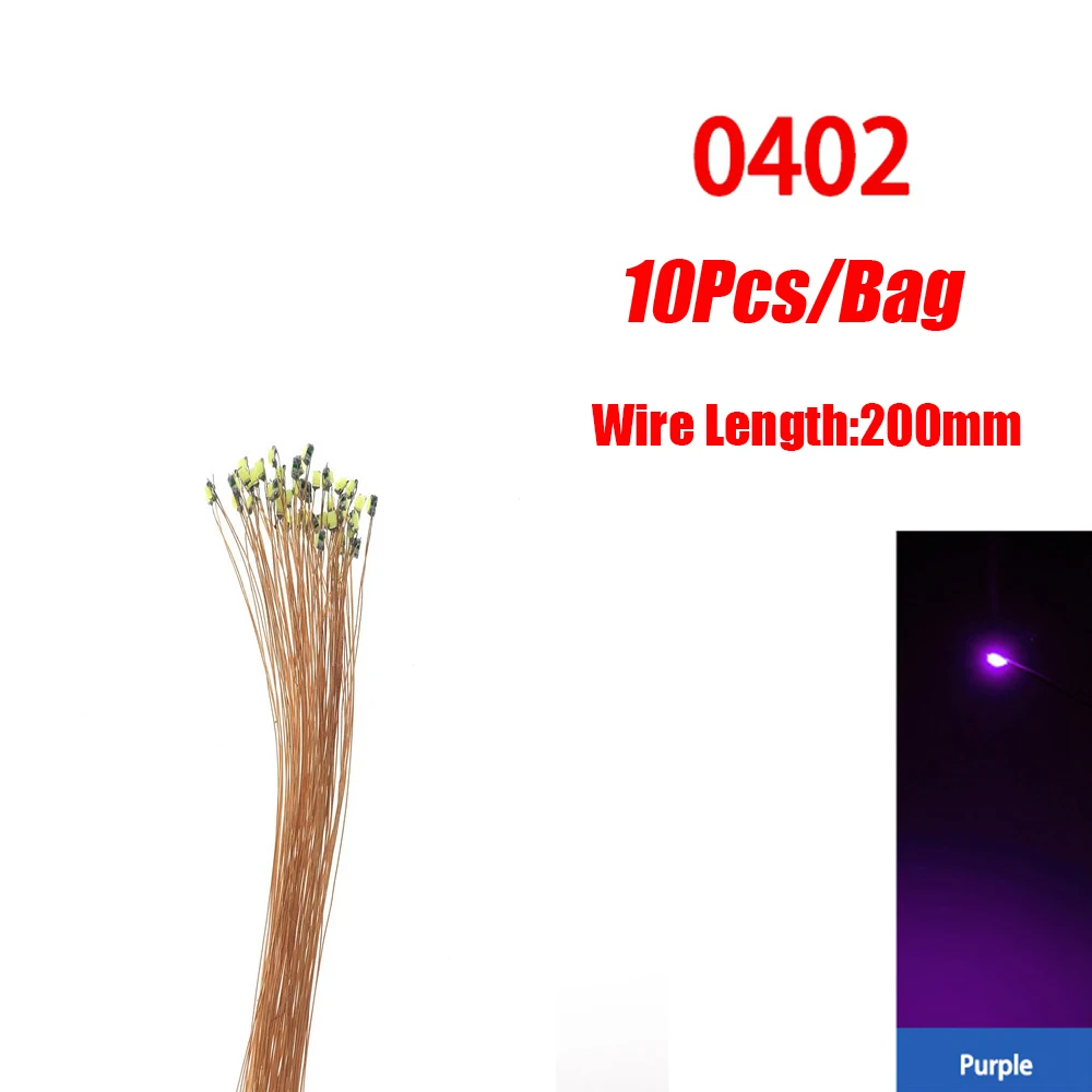 10 teile/los 0402 0603 SMD Lampe Wired Micro Led Vorgelötet Micro Litz Wired Chip 20 cm 3 V Eisenbahn modell Szenen