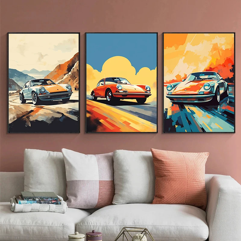 Modern Colorful Luxury Sports Car Poster Canvas Painting Aesthetic Wall Art Pictures for Living Room Home Interior Decor