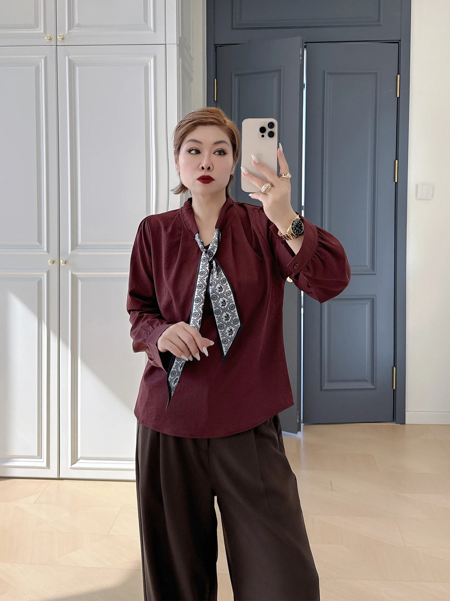 

Retro Agel plus Size Women's irt Long Sve Loose Slimming Casual Sle 200 Pou Fat MM Versatile Top Korean Sle