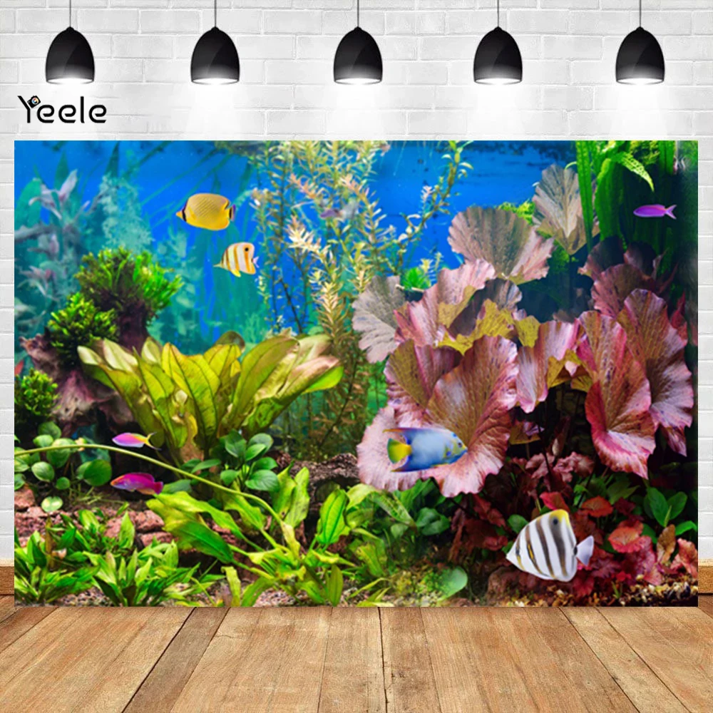 Underwater World Aquarium Coral Reef Background Tropical Fish Kids Birthday Party Ocean Theme Baby Shower Backgdrop Studio Prop