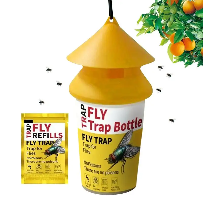 

Fly Bait Reusable Fly Trap Jar With Dissolvable Bait Fly Traps Hanger Fly Trap Bottles For Backyard Patios Farms Garbag