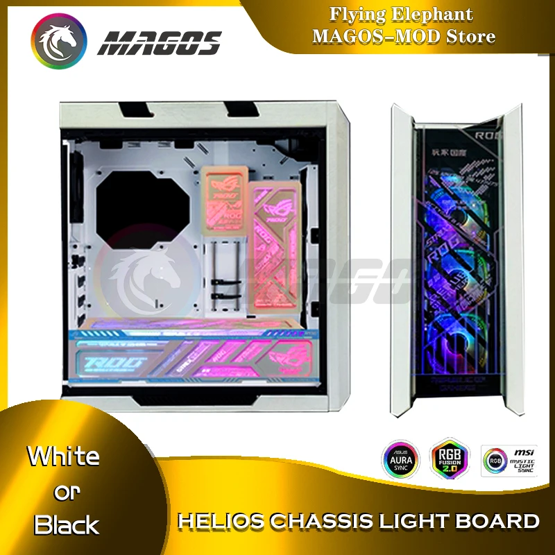 PC Case Panel RGB Light Board Backplate For Asus ROG Strix Helios Case,Support M/B SYNC,5V ARGB LED UV Mirror Figure Decoration