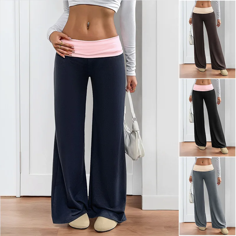 

Casual Wide Leg Sweatpants for Women Fold Over Low Rise Flare Yoga Lounge Pants Back to School Clothes for Teen Girls Outfits