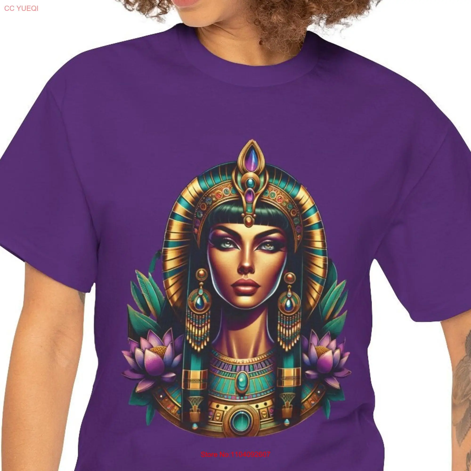 Queen Cleopatra T Shirt Ancient Egyptian Goddess Art 100 Cotton Vibrant and Regal Design for History Mythology Lovers