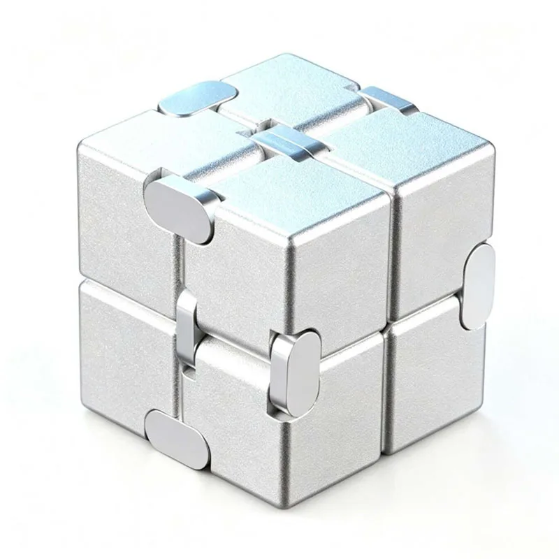 Metal Infinity Cube Aluminum Alloy Ultra Durable Sensory Fidget Toys Anxiety ADHD Stress Relief Gifts For Adults Cool Stuff