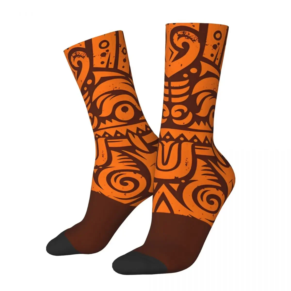 

Happy Men's Socks Tiki Retro Harajuku Street Style Seamless Pattern Crew Crazy Sock Gift