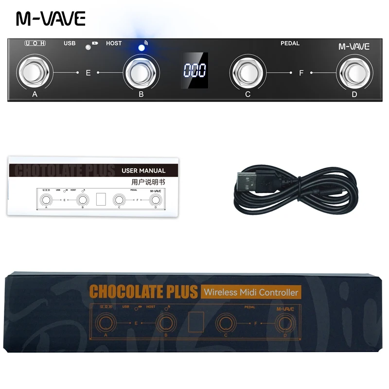 وحدة تحكم بلوتوث M-VAVE CHOCOLATE PLUS MIDI، زعنفة دواسة متعددة الوظائف، أدوات تحكم ذكية في التطبيقات/شاشة عرض رقمية