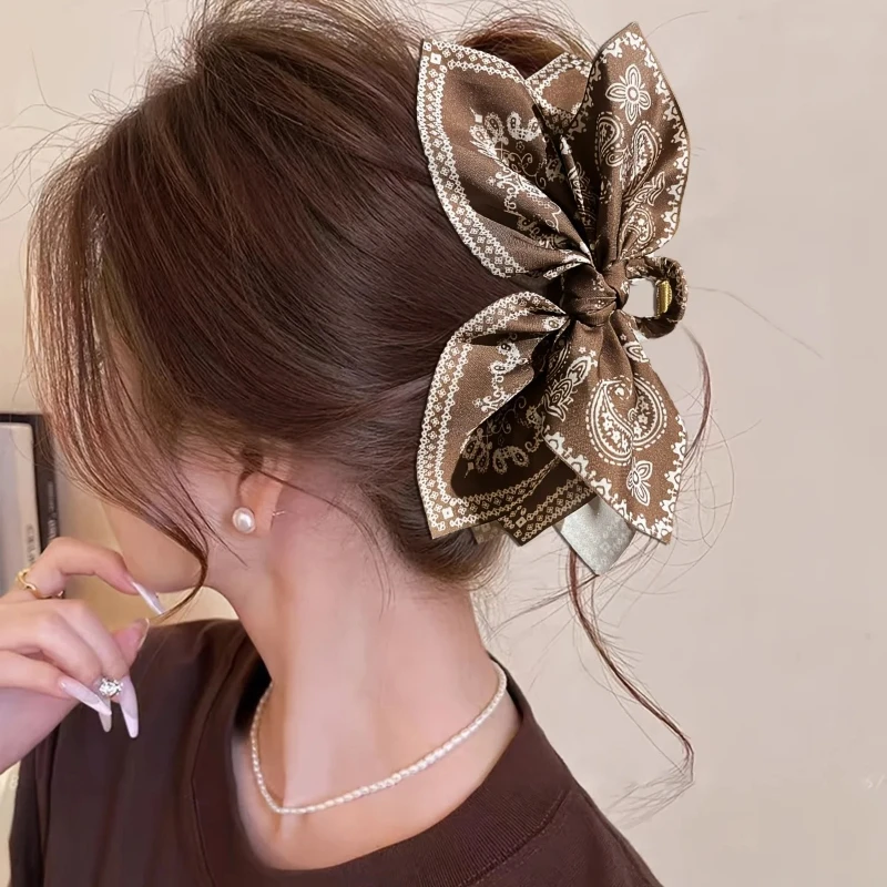 Double-sided Cashew Flower Clipper Bow Large Hair Clipper with A High-end Look Shark Clip Hair Accessory At The Back of The Head