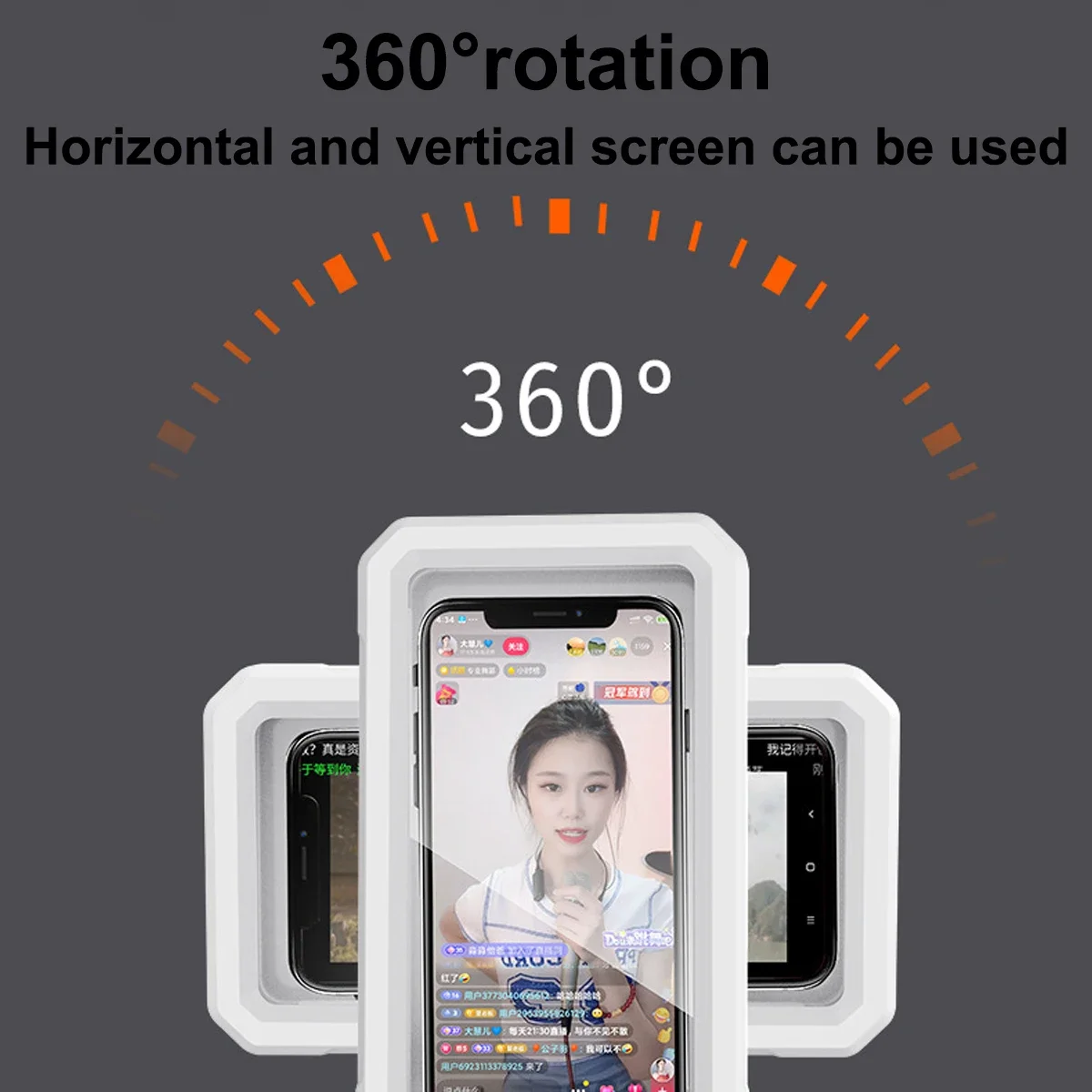 Shower Phone Case Waterproof 480° Rotation, Anti-fog Touch Wall Mount Phone Holder Fit Phones Up To 6.8in for Iphone Samsung