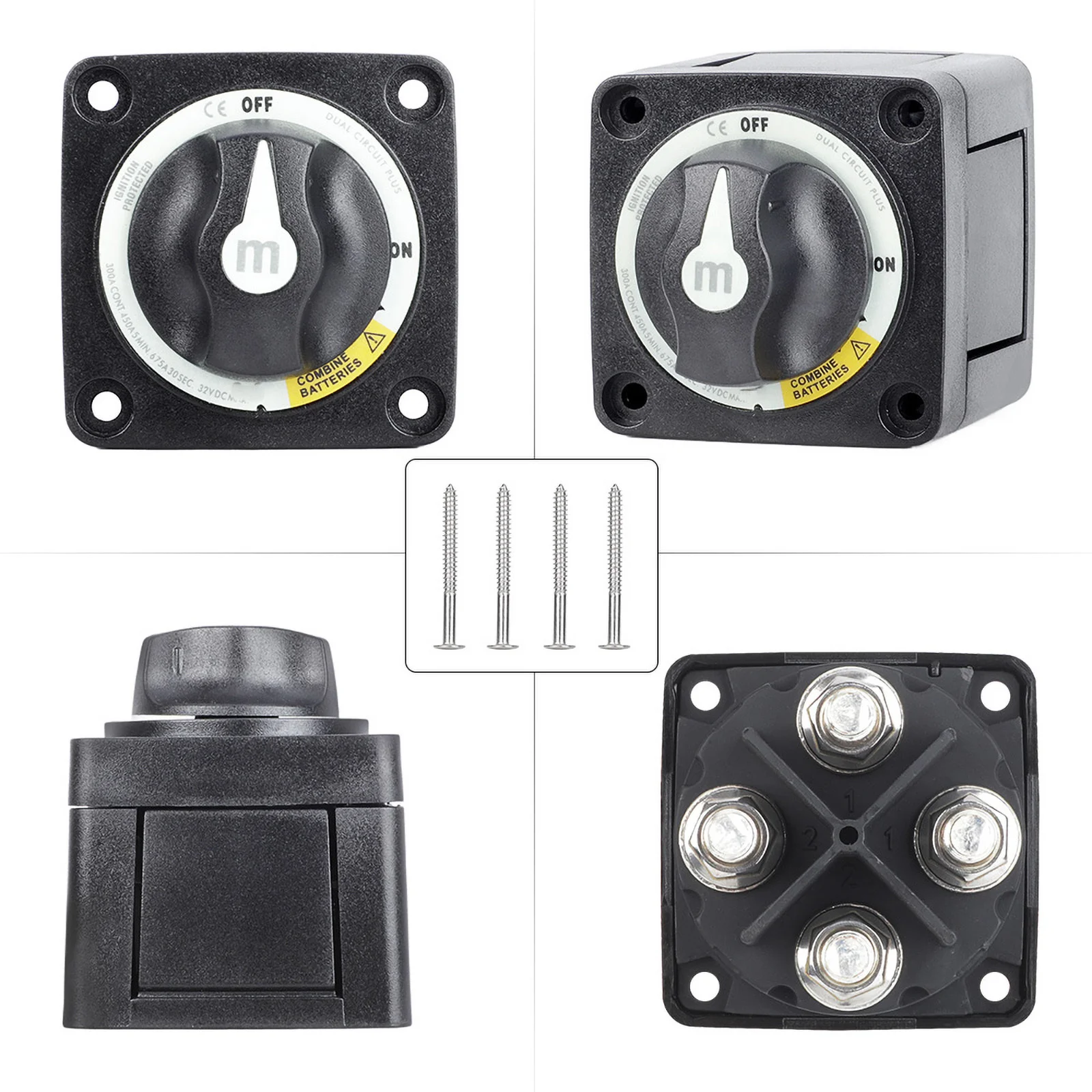 2 3 4 Position Batterie Masse Marine Schalter m10 Bolzen 300a DC 32V Isolator Trenn drehung für Wohnmobil RV LKW Boot – Detail 2