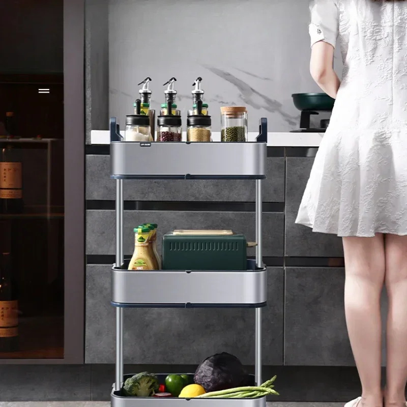 

Kitchen storage rack, household floor to ceiling, multi-layer movable small cart, multifunctional slit narrow vegetable