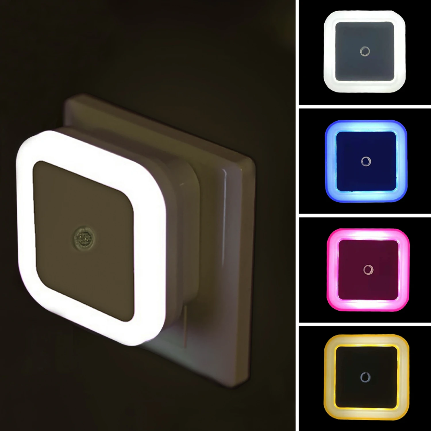 Mini Wireless LED Night Light, Sensor de iluminação para crianças, Sala de estar, Quarto, Escadas, Corredor, Nova lâmpada de noite com adaptador