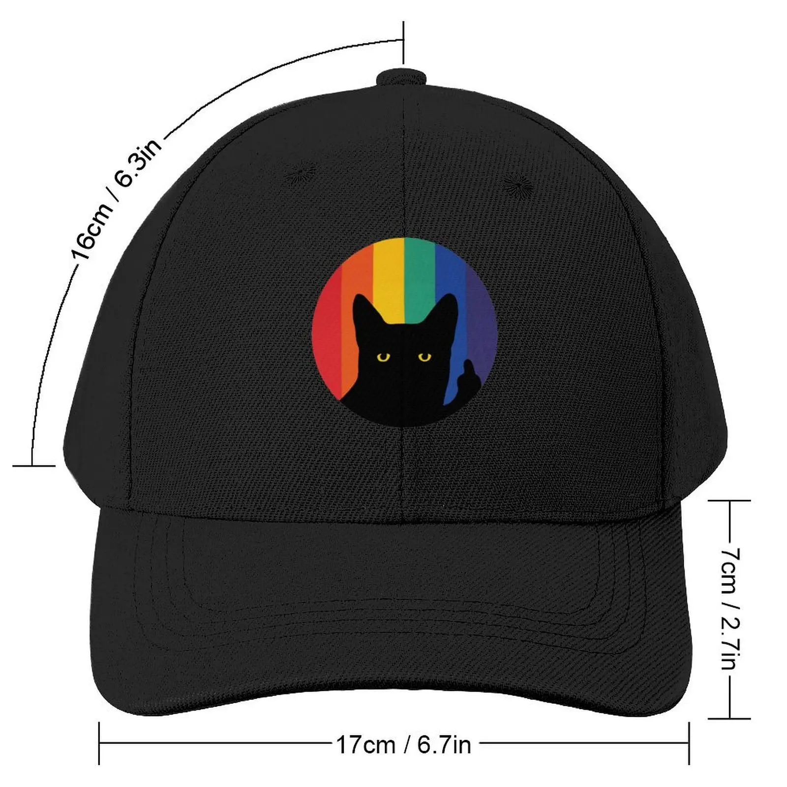 Middle Finger Cat in Rainbow Circle Baseball Cap Sun Hat For Children Golf Hat Man dad hat Luxury Woman Men's