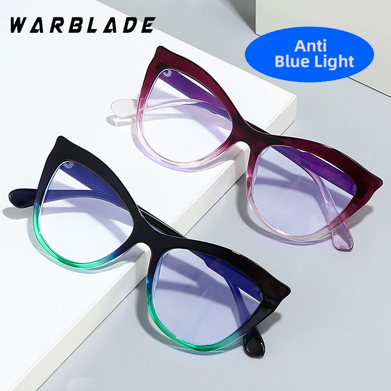 Oversized Cat Eye Women Glasses 2024 Y2K Punk Fashion Ultralight Anti Blue Light Blocking Eyewear Optical Computer Spectacles