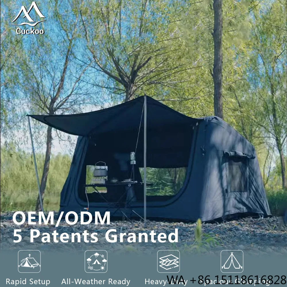Air Blow Tent Waterproof Lightweight Fast Open Fireproof Swag Tent 2-3 Person Small Inflatable Tent with Sunshade for Hiking