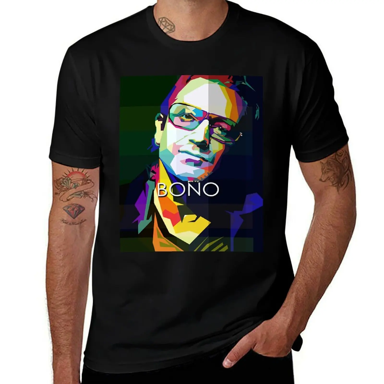 

Bono U2 Pop Art WPAP T-Shirt Casual Minimalist Short Sleeve Top