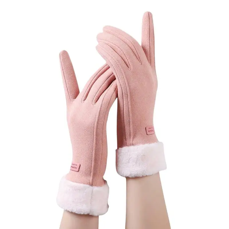 Die warmen Winterhandschuhe für Damen sind winddicht und kältebeständig, haben ein dickes Futter aus Kunstfell und sind als Touchscreen-Handschuhe geeignet. – Detail 6