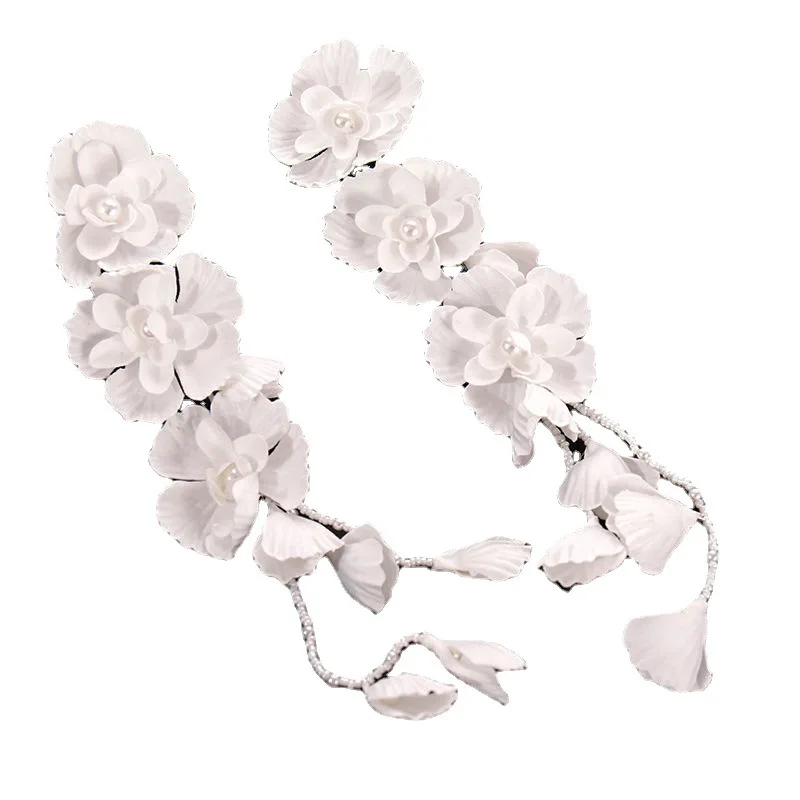Flower Pearl Handmade Headband Hairband Tiara For Women Party Prom Bridal Wedding Hair Accessories Jewelry Band Headband Tiara