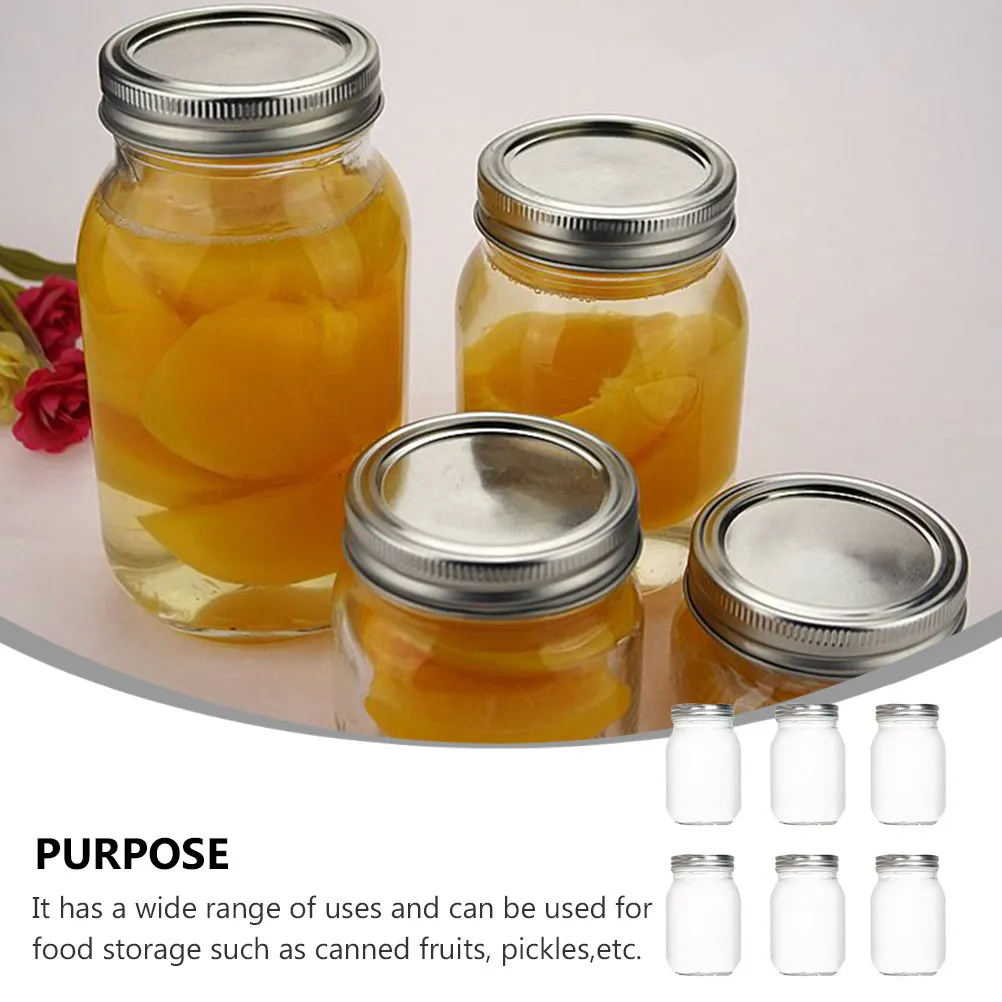 6Pcs Transparent Round Glass Jars with Airtight Lids for Food Storage Coffee Tea Honey Dried Fruit Jam Pickles Kitchen Glass - view 3